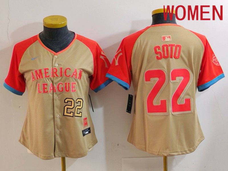 Women New York Yankees #22 Soto Orange All star 2024 Nike MLB Jersey style 2->women mlb jersey->Women Jersey